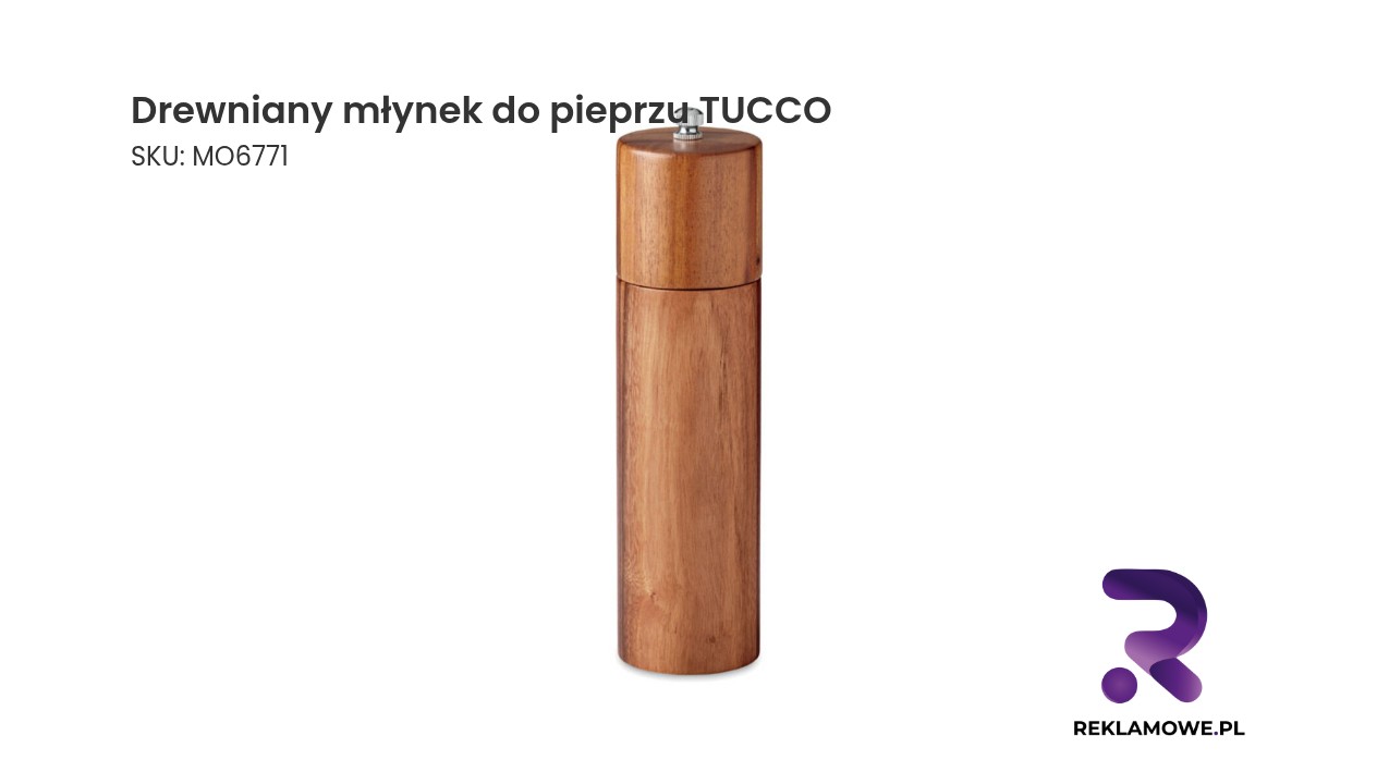 Drewniany młynek do pieprzu TUCCO na drewnianym tle